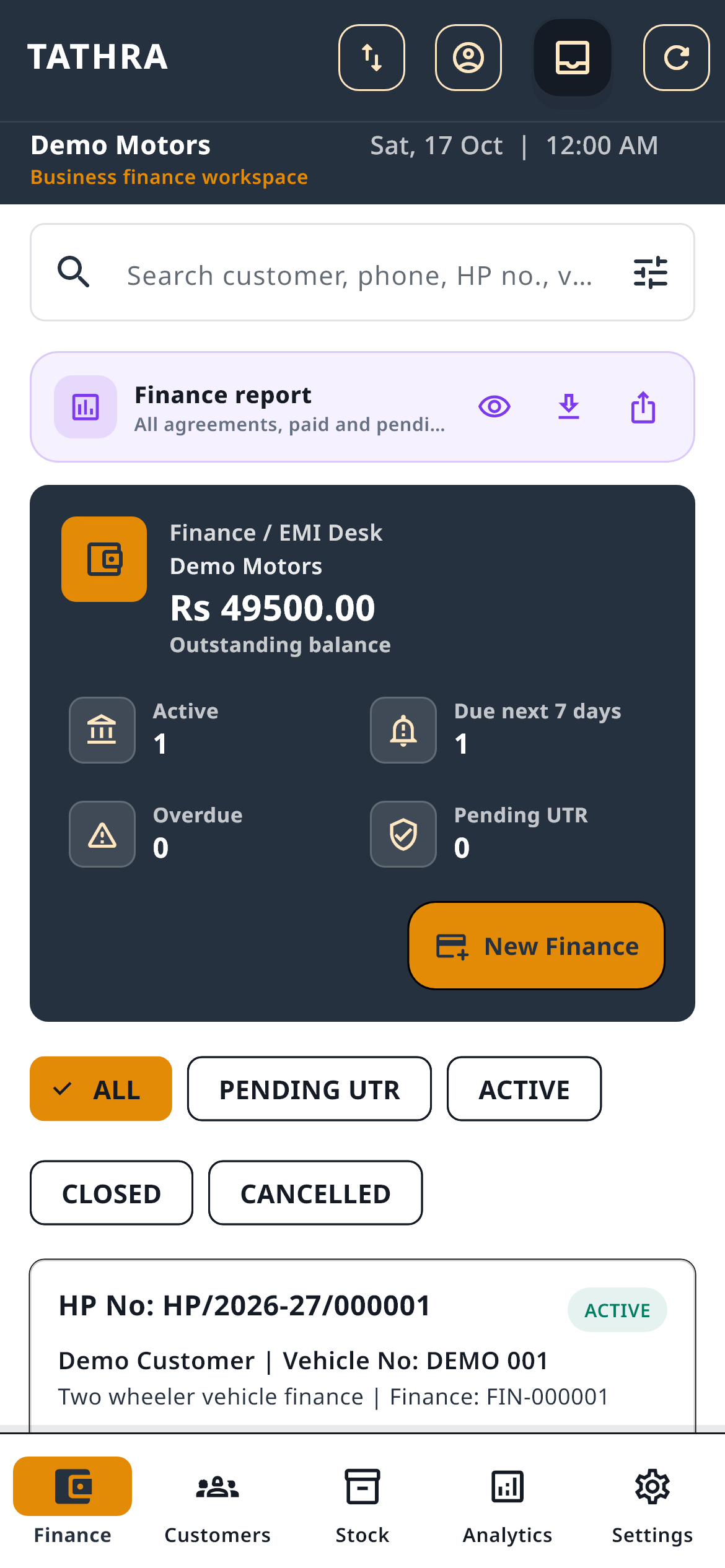 Tathra Finance application preview